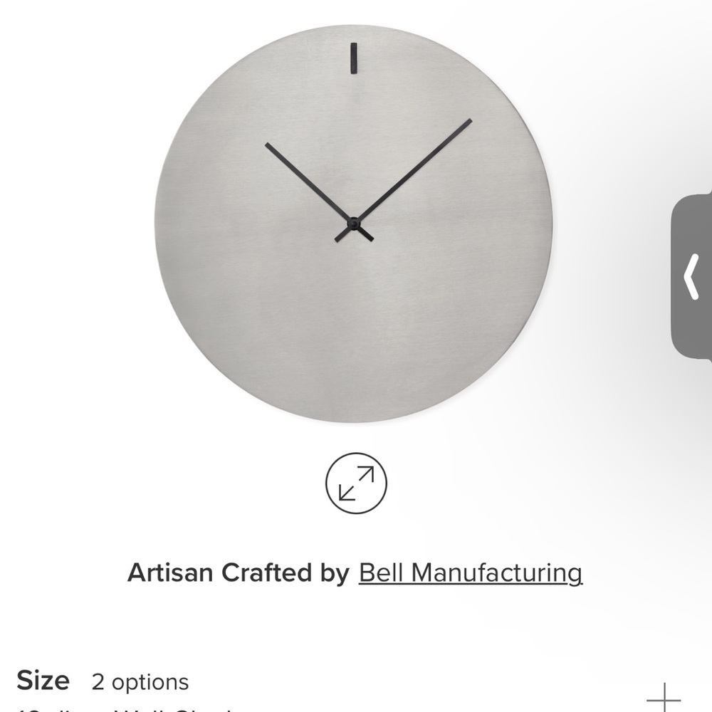 NWOT Room and Board Stainless Steel Minimalist Wall Clock with Modern Design